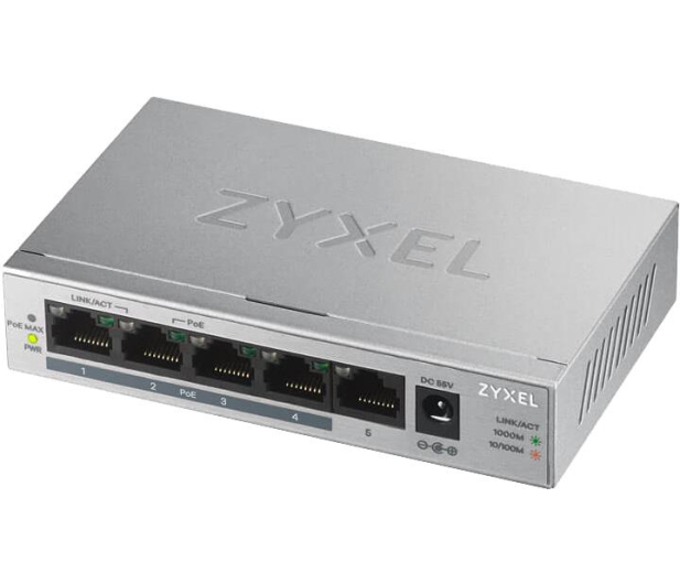 ZYXEL GS1005-HP 5 Port Gigabit PoE+ unmanaged desktop 60W GS1005HP-EU0101F - 1048141 - zdjęcie 2